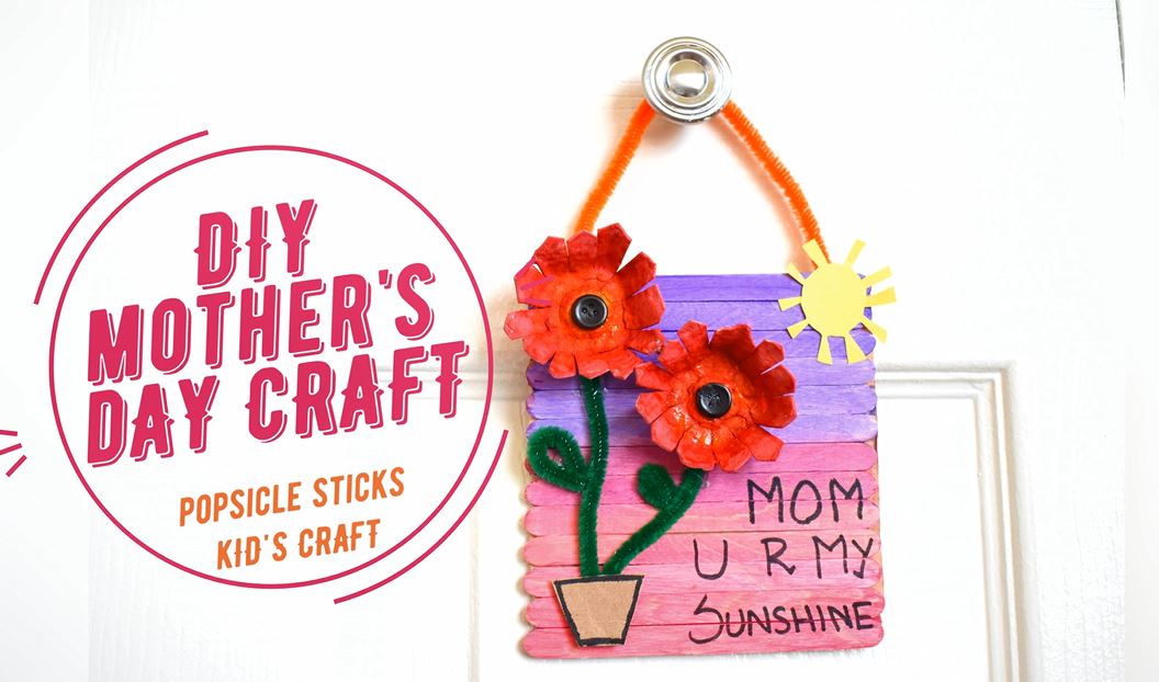 How To Make DIY Popsicle Stick Canvas Gift | Mother's day Craft For ...